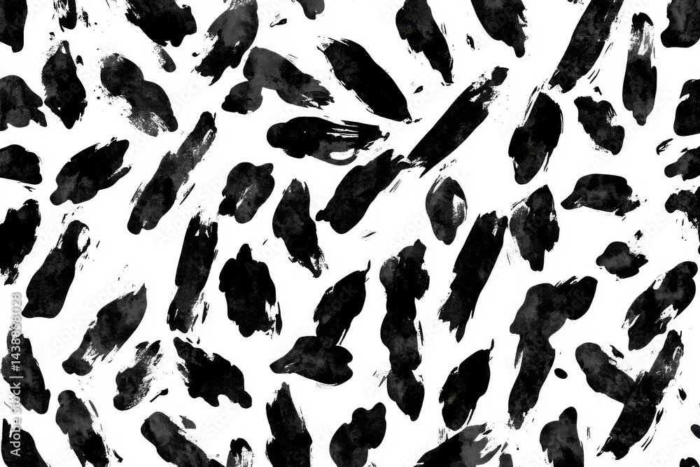 Poster abstract black and white paint splatter pattern. a seamless repeating design of irregular, ink-like 