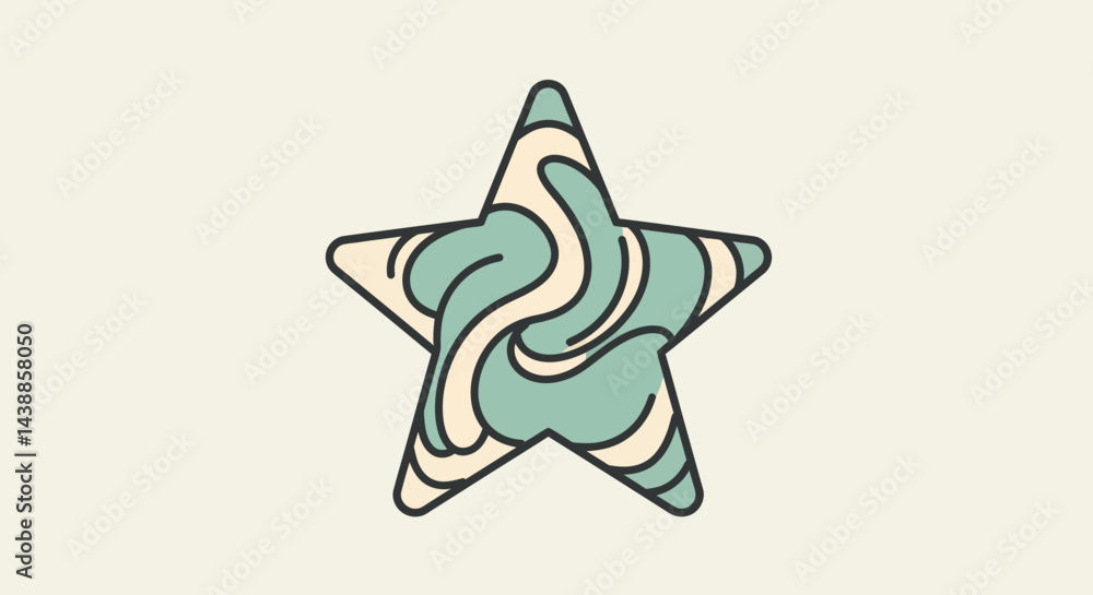 Poster retro star with swirling patterns evokes nostalgia and vintage vibes for design projects