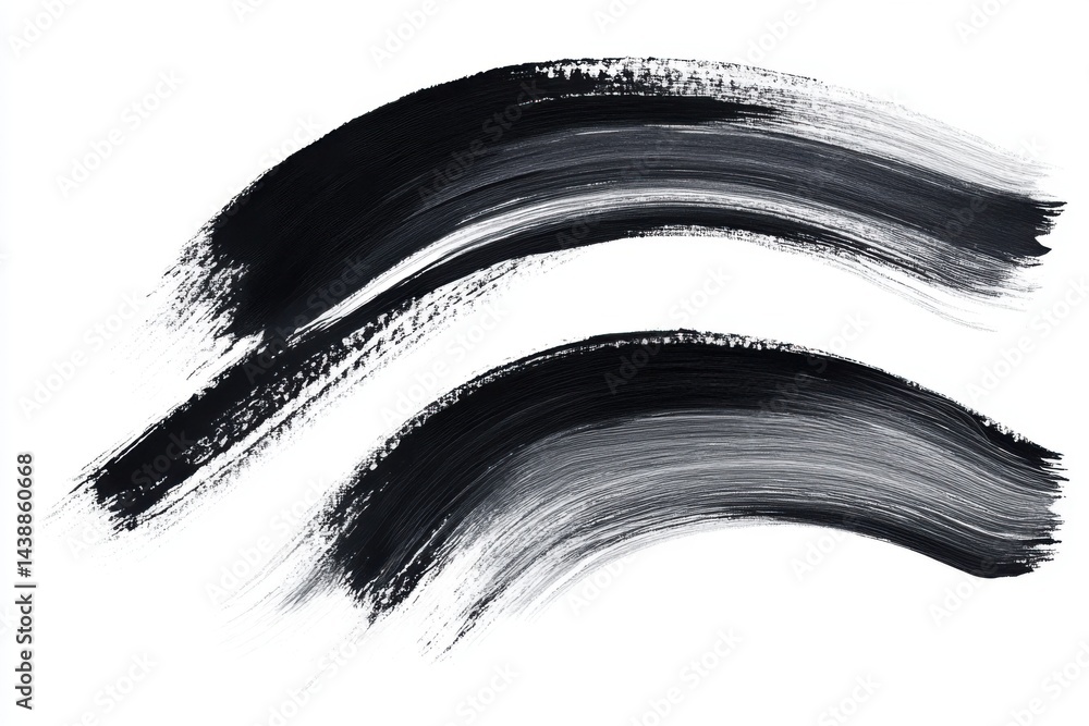 Aufkleber abstract paint brush strokes in black and gray. two overlapping curved lines create a dynamic visual