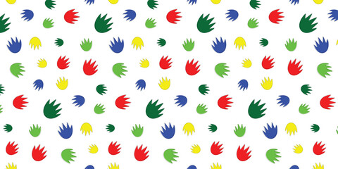 playful and colorful scatter seamless pattern with crocodile footprints. repeat background for textile, fabric, wallpaper and other.