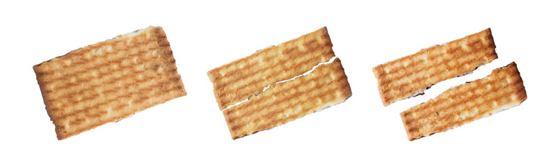 cracked toast bread isolated on white