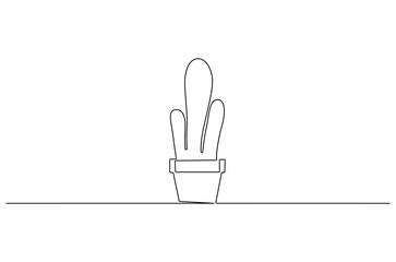 Continuous one line drawing of Cactus. Single line drawing illustration of tropical thorny cactus plant. Botanical plant concept vector art. Doodle line illustration.