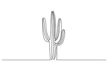 Continuous one line drawing of Cactus. Single line drawing illustration of tropical thorny cactus plant. Botanical plant concept vector art. Doodle line illustration.