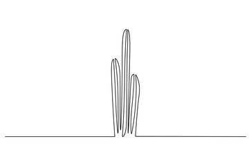 Continuous one line drawing of Cactus. Single line drawing illustration of tropical thorny cactus plant. Botanical plant concept vector art. Doodle line illustration.