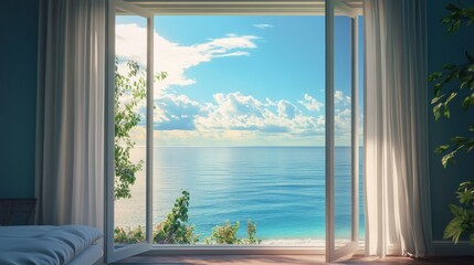 bedroom with a very beautiful sea view