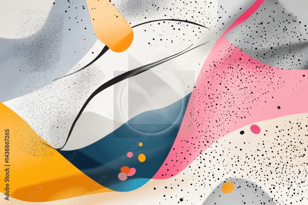 Poster abstract fluid shapes in vibrant colors. dynamic, flowing forms with a mix of textures, creating a v