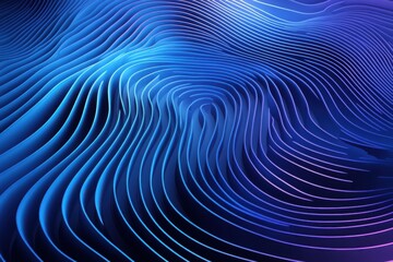 Abstract, layered, vibrant, wavy lines in shades of blue and purple.  Detailed, undulating forms create a dynamic, textured visual