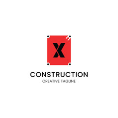 minimalist letter x logo design for construction company
