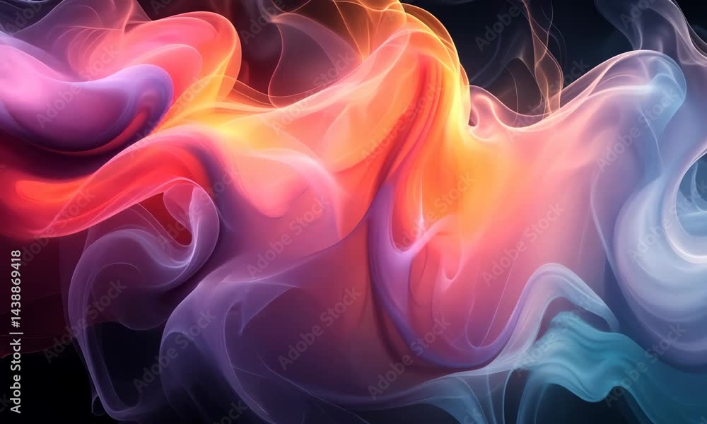 Poster vibrant abstract smoke flow displaying dynamic color gradients and fluid movements