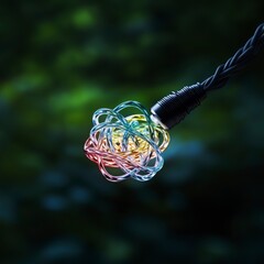 Colorful Light Bulb Design with Abstract Glass Elements and Cord