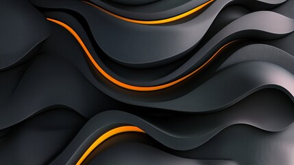 Abstract Dark And Orange Background With Glowing Lines