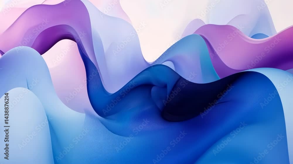 Poster flowing abstract waves in dynamic pastel colors animation