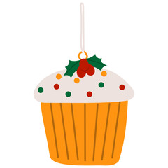 Christmas Hanging Ornament. 
Christmas ornaments hanging down elegantly. Holiday decor, card, poster, invitation, announcement.