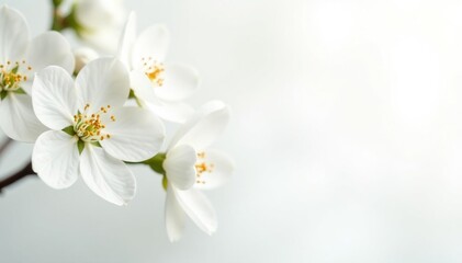 Delicate white blossoms against a pure white backdrop , art, minimal