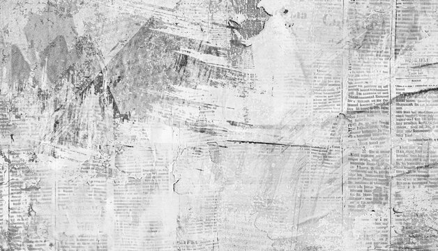 Old newspaper background, blank paper texture, dark news print style design with white space for text, news background .Newspaper with old unreadable text. Vintage grunge blurred paper news texture 