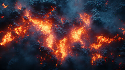Fototapeta premium Fiery Inferno Dramatic Texture of Burning Embers and Smoke
