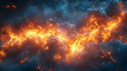Fiery Cloudscape Dramatic Fire and Smoke Texture Background