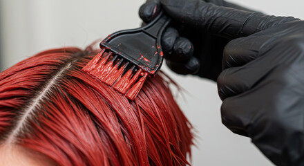 Red Hair Transformation: Dyeing, Coloring, Roots, Gloves, Beauty, Hairstyle, Glamour, Dye Brush