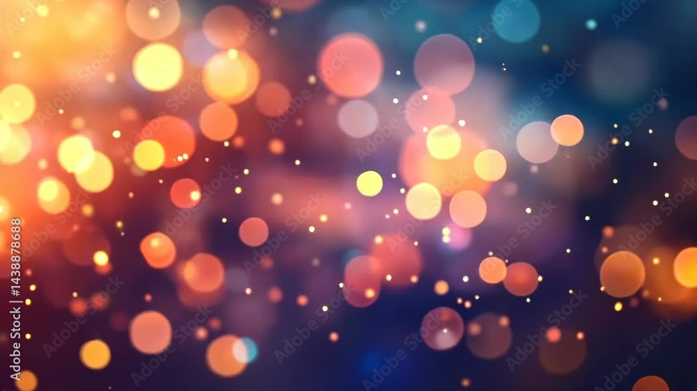 Poster vibrant bokeh transition with colorful light orbs in dynamic movement