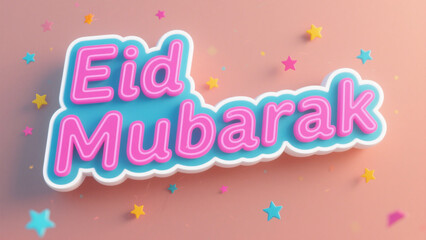 Eid Mubarak greeting with vibrant, 3D text in a playful and festive style, Eid al Adha, Eid al Adha Mubarak, Happy Eid al Adha, Eid al Adha greetings, Eid Mubarak, Happy Eid Mubarak, Eid Mubarak cards