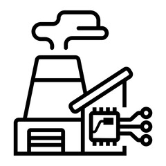 smart factory Line Icon