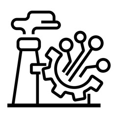 smart factory Line Icon