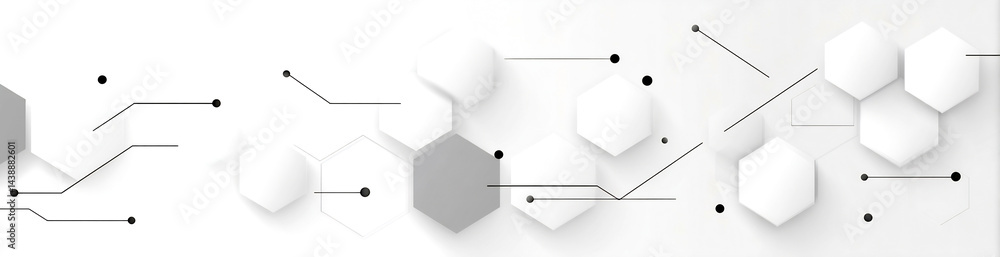 Leinwandbilder Abstract technology background featuring hexagonal shapes and lines for modern web design themes : Generative AI