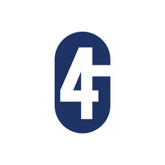 G4 Logo, Letter G and 4 dual meaning logo design