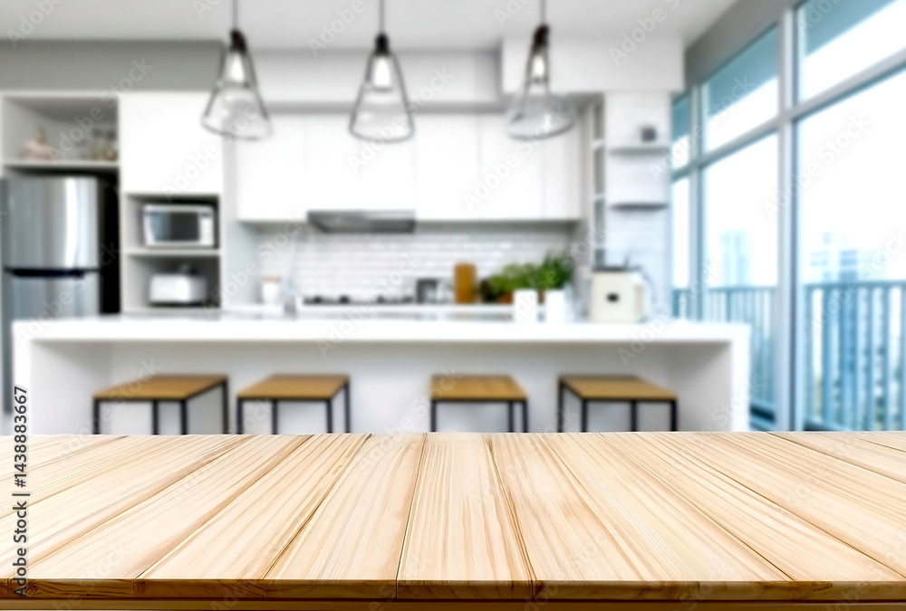 Poster modern and bright kitchen interior with stylish bar stools and open layout : generative ai
