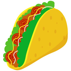 Mexican taco food. Tacos Food Illustration Set. Flat Design. Isolated Vector. Pro Vector