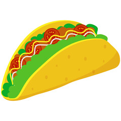 Mexican taco food. Tacos Food Illustration Set. Flat Design. Isolated Vector. Pro Vector