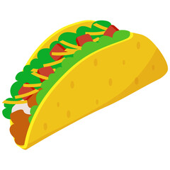 Mexican taco food. Tacos Food Illustration Set. Flat Design. Isolated Vector. Pro Vector