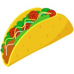 Mexican taco food. Tacos Food Illustration Set. Flat Design. Isolated Vector. Pro Vector