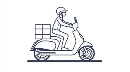 Delivery person riding scooter with packages
