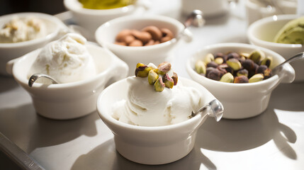 Authentic Italian Gelato in Creamy Artisan Style with Toppings of Nuts Perfect for Ice Cream Lovers
