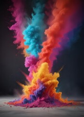 Multicolored powder eruption, dramatic motion blur,  phenomenal,  background,  holi