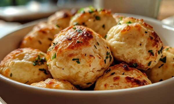 Golden baked garlic knots in warm light transitioning from afternoon to evening