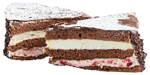 Chocolate Layer Cake with Cream cut out isolated transparent background