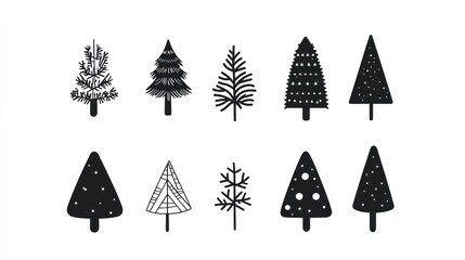 Christmas Tree Silhouettes Vector Art