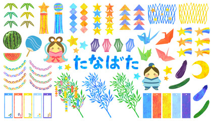 七夕の素材セット ベクター