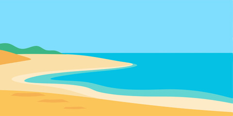 Peaceful Summer Beach with Small Dunes and Clear Water Vector Illustration