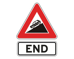 Obraz premium End of Steep Incline Section, Road Safety Hazard Termination Notice – High Quality Stock Image