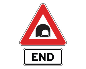 End of Tunnel Zone, Road Hazard Termination Sign &ndash; High Quality Vectorial Stock Image