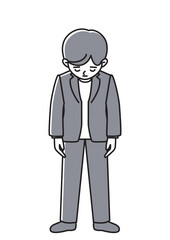 落ち込んでいるビジネスマンの正面向きベクターイラスト