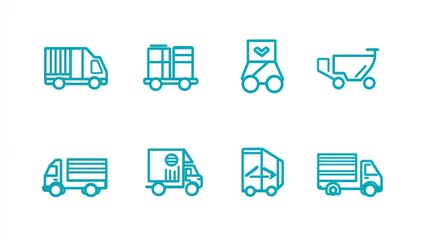 Fototapeta premium Freight Trucks Icons Set