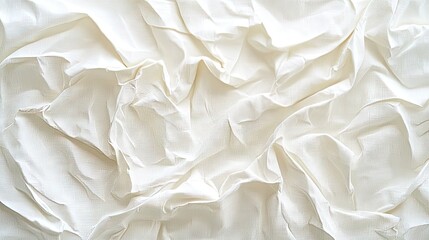 Obraz premium Crinkled white fabric texture showcases folds and creases.