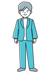 笑顔で立つビジネスマンの正面向きベクターイラスト