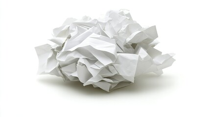 Crumpled white paper ball against a plain background.