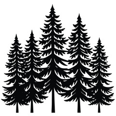 Obraz premium Larch trees icon set isolated on white background