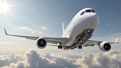 Large passenger jet in the process of landing, positioned centrally in the image.